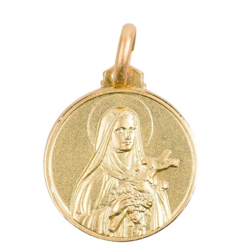 Medaille en plaque or Ø 1,6 cm, plusieurs saints. Livree en boite..