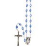 Chapelet grains semi-cristal 7 mm, chaîne argentée, croix Christ, 40 cm au cœur, dispo en plusieurs couleurs..