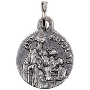 Médaille moulée ou frappée en métal couleur argentée Ø 1.5 cm. Plusieurs saints..