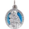 Médaille métal couleur argentée, emmaillé bleu ou rouge Ø 1,8 cm de différents saints. Couleurs différentes selon arrivage..