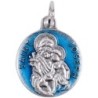 Médaille métal couleur argentée, emmaillé bleu ou rouge Ø 1,8 cm de différents saints. Couleurs différentes selon arrivage..
