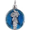 Médaille métal couleur argentée, emmaillé bleu ou rouge Ø 1,8 cm de différents saints. Couleurs différentes selon arrivage..