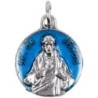 Médaille métal couleur argentée, emmaillé bleu ou rouge Ø 1,8 cm de différents saints. Couleurs différentes selon arrivage..