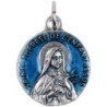 Médaille métal couleur argentée, emmaillé bleu ou rouge Ø 1,8 cm de différents saints. Couleurs différentes selon arrivage..