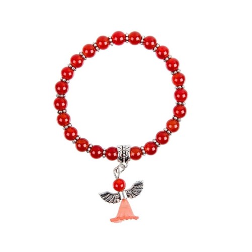 Bracelet sur elastique en pierre naturelle Ø 5 mm avec petit ange.