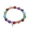 Bracelet sur élastique grains pierres multicolore Ø 8 mm avec séparateurs métal..