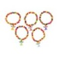 Bracelet sur élastique pour enfant, grains bois couleurs assorties Ø 6 mm avec médaille petit ange - LOT DE 5 ASSORTIS