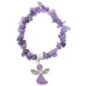 Bracelet sur élastique pour enfant, grains en pierres assorties avec ange LOT DE 5 ASSORTIS