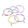 Bracelet sur élastique pour enfant en pate polymère et grains nacres en verre 6 mm. LOT DE 10 ASSORTIS