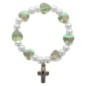 Bracelet sur élastique pour enfant avec grains en verre en forme de cœur et perles nacrées Ø 9 mm. LOT DE 5 ASSORTIS.
