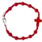 Bracelet dizainier pour enfant sur corde avec fermoir grains et croix en pierre teinte Ø 5 mm Differentes couleurs