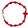 Bracelet dizainier pour enfant sur corde avec fermoir grains et croix en pierre teinte Ø 5 mm Differentes couleurs