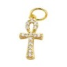 Croix de cou Egyptienne, dorée supérieur avec pierres OZ H. 1,3 cm..