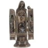 Statue bronze coule à froid, tryptique de la Vierge à l'enfant, avec représentation de la nativité a l'interieur, H. 20 cm
