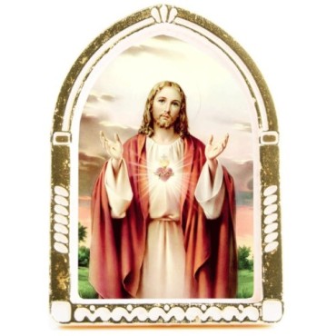 Chevalet en plastique couleurs assorties à poser H.6.5 cm avec image, plusieurs saints