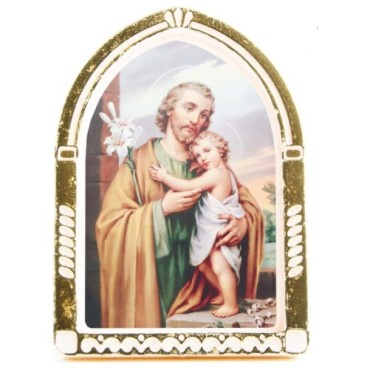 Chevalet en plastique couleurs assorties à poser H.6.5 cm avec image, plusieurs saints