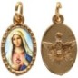 Médaille métal de couleur dorée ovale avec rebord effet dentelle H.1.5 cm avec résine. Disponible avec différents Saints.