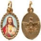 Médaille métal de couleur dorée ovale avec rebord effet dentelle H.1.5 cm avec résine. Disponible avec différents Saints.