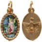 Médaille métal de couleur dorée ovale avec rebord effet dentelle H.1.5 cm avec résine. Disponible avec différents Saints.