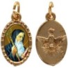 Médaille métal de couleur dorée ovale avec rebord effet dentelle H.1.5 cm avec résine. Disponible avec différents Saints.