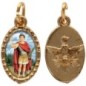 Médaille métal de couleur dorée ovale avec rebord effet dentelle H.1.5 cm avec résine. Disponible avec différents Saints.