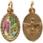 Médaille métal de couleur dorée ovale avec rebord effet dentelle H.1.5 cm avec résine. Disponible avec différents Saints.