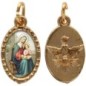 Médaille métal de couleur dorée ovale avec rebord effet dentelle H.1.5 cm avec résine. Disponible avec différents Saints.