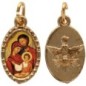 Médaille métal de couleur dorée ovale avec rebord effet dentelle H.1.5 cm avec résine. Disponible avec différents Saints.
