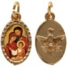 Médaille métal de couleur dorée ovale avec rebord effet dentelle H.1.5 cm avec résine. Disponible avec différents Saints.