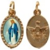 Médaille métal de couleur dorée ovale avec rebord effet dentelle H.1.5 cm avec résine. Disponible avec différents Saints.