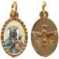 Médaille métal de couleur dorée ovale avec rebord effet dentelle H.1.5 cm avec résine. Disponible avec différents Saints.