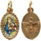 Médaille métal de couleur dorée ovale avec rebord effet dentelle H.1.5 cm avec résine. Disponible avec différents Saints.