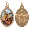 Médaille métal de couleur dorée ovale avec rebord effet dentelle H.2.5 cm avec résine. Disponible avec différents saints.