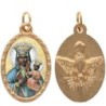 Médaille métal de couleur dorée ovale avec rebord effet dentelle H.2.5 cm avec résine. Disponible avec différents saints.
