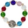 Dizainier sur élastique grains en verre multicolore Ø 8 mm avec résine de la Vierge Miraculeuse.