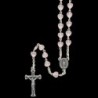 Chapelet grains en verre forme coeur Ø 6 mm sur chaine, croix avec Christ. Differentes couleur