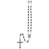 Chapelet grains en hematite H. 5mm avec pater metal de EX-VOTO avec croix metal livre en boite