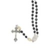 Chapelet grains tachetes, paters en bois, Ø 7 mm, fil en fibre synthetique, longueur au cœur 26 cm, croix avec Christ..