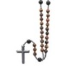 Chapelet avec grains en œil de tigre Ø 8 mm avec croix en hématite. Longueur jusqu'au cœur 31 cm