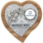 Plaque auto en bois d’olivier forme coeur avec rose- H 4 x 4 cm- Différents Saints-