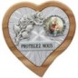 Plaque auto en bois d’olivier forme coeur avec rose- H 4 x 4 cm- Différents Saints-
