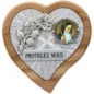 Plaque auto en bois d’olivier forme coeur avec rose- H 4 x 4 cm- Différents Saints-