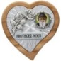 Plaque auto en bois d’olivier forme coeur avec rose- H 4 x 4 cm- Différents Saints-