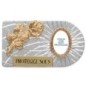 Plaque auto rectangle en aluminium strie, dimensions 2,4 x 4 cm, ornee d une rose. Differents Saints