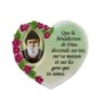 Magnet en résine en forme de coeur H. 6 x 6.5 cm, avec prière pour la maison et résine de diiférents Saints.