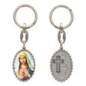 Porte-clés en aluminium de couleur argenté hauteur 3,8 cm, avec résine. Disponible avec plusieurs saints au choix.
