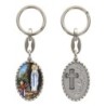 Porte-clés en aluminium de couleur argenté hauteur 3,8 cm, avec résine. Disponible avec plusieurs saints au choix.