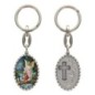 Porte-clés en aluminium de couleur argenté hauteur 3,8 cm, avec résine. Disponible avec plusieurs saints au choix.