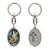 Porte-clés en aluminium de couleur argenté hauteur 3,8 cm, avec résine. Disponible avec plusieurs saints au choix.