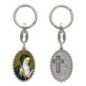 Porte-clés en aluminium de couleur argenté hauteur 3,8 cm, avec résine. Disponible avec plusieurs saints au choix.